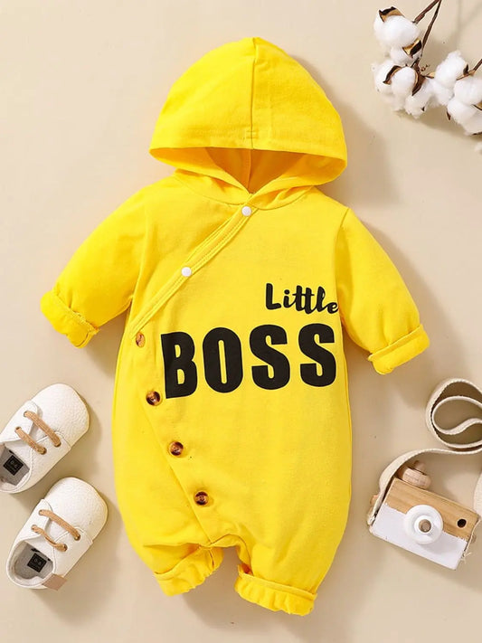 Baby LITTLE BOSS Graphic Hooded Jumpsuit - Image #1