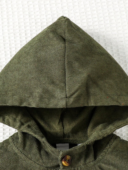 Buttoned Hoodie with Pockets - Image #3