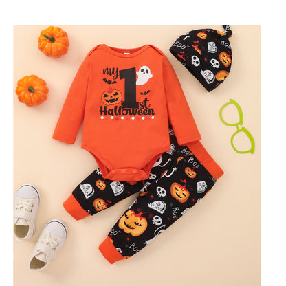 MY FIRST HALLOWEEN Graphic Bodysuit and Printed Long Pants Set