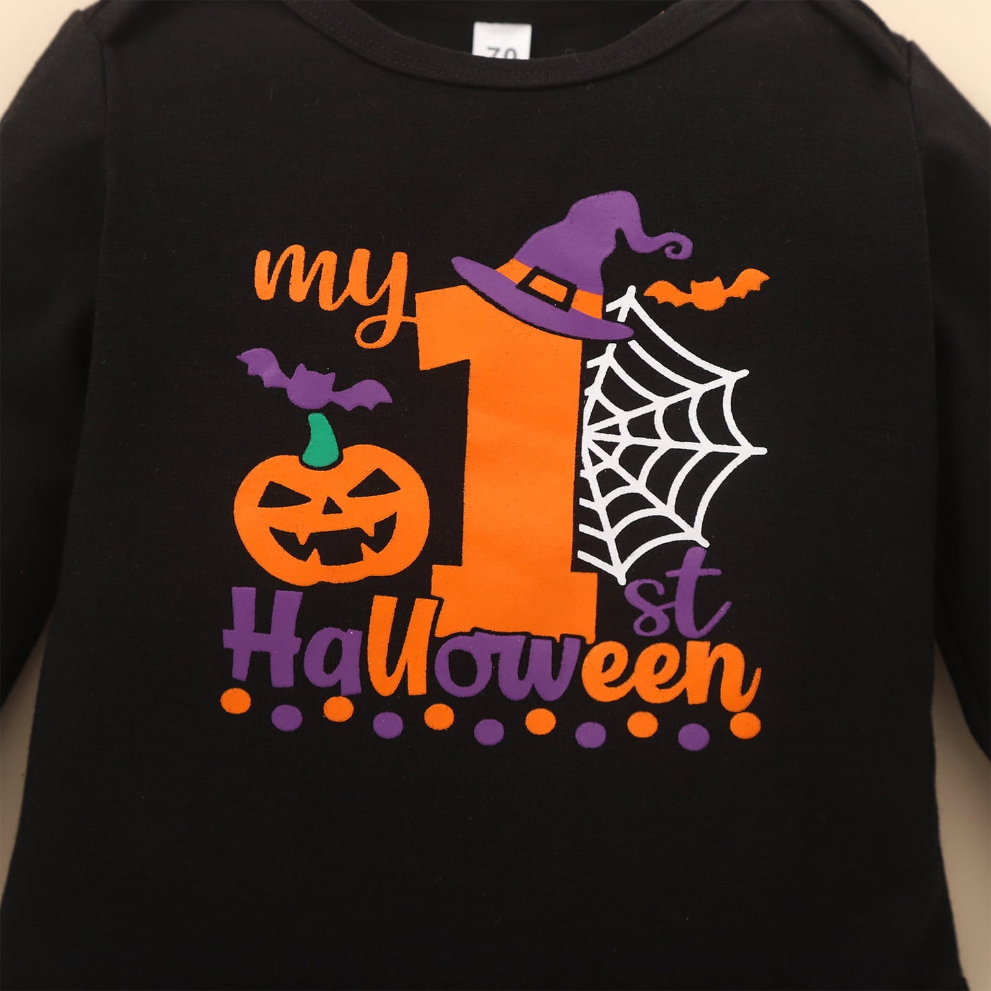 MY FIRST HALLOWEEN Graphic Round Neck Bodysuit and Printed Long Pants Set