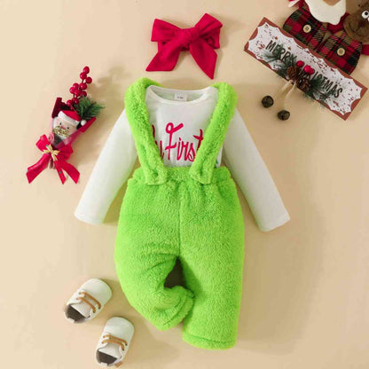 MY FIRST CHRISTMAS Graphic Bodysuit and Overalls Set